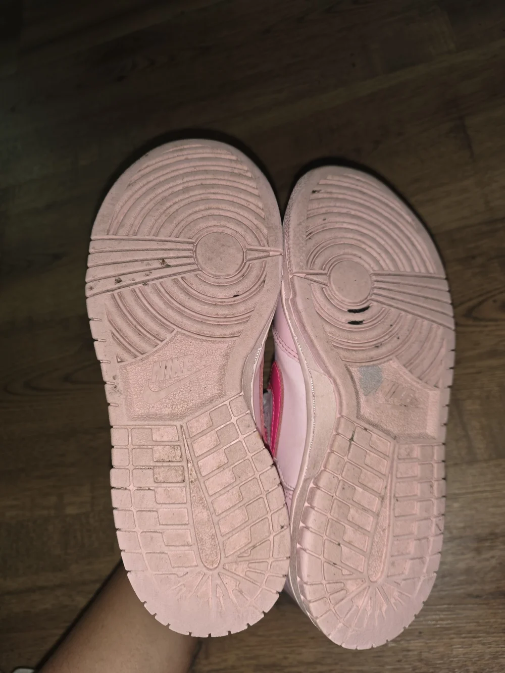 Nike Kids' Pink Low-Top Sneakers with Hot Pink Swoosh